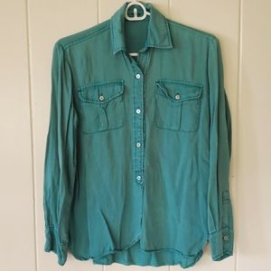 4our Dreamers XS Teal Button Front Jacket